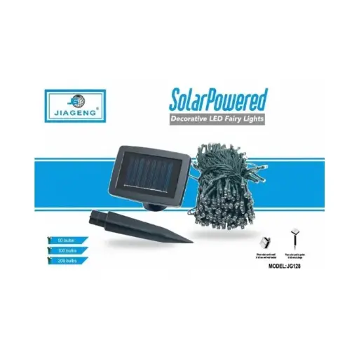 TIRA LUCES LED CON PANEL SOLAR JG128 100 LUCES BLANCAS