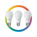 PAQUETE DE 3 BOMBILLOS LED RGB MULTICOLOR WIFI 10W